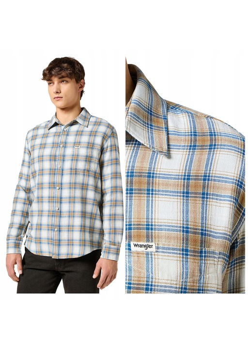 Férfi ing, Wrangler, 1PKT Indigo ing, normál szabású, klasszikus design, hosszú ujjú, galléros, gombos, pamut, többszínű, Többszínű