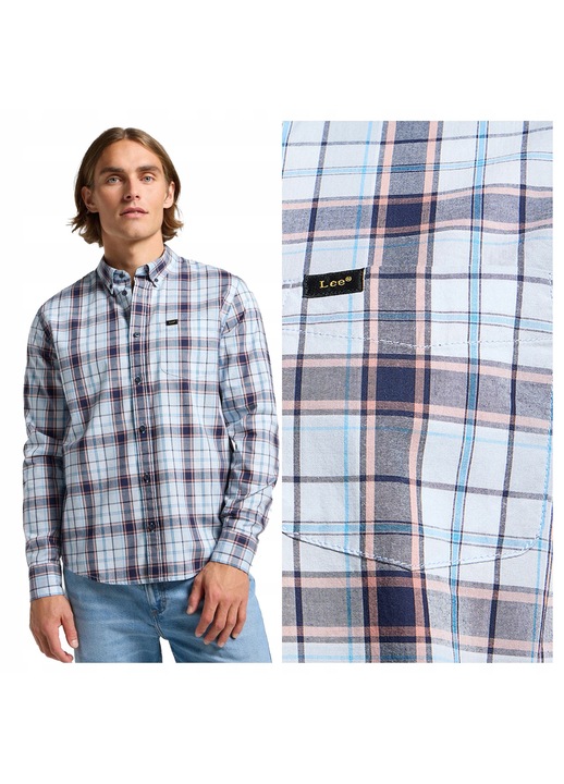 Camasa Barbati, Lee, Button Down, Regular Fit, Design Clasic, Maneci Lungi, Cu Guler, Cu Nasturi, Bumbac, S INTL, Multicolor