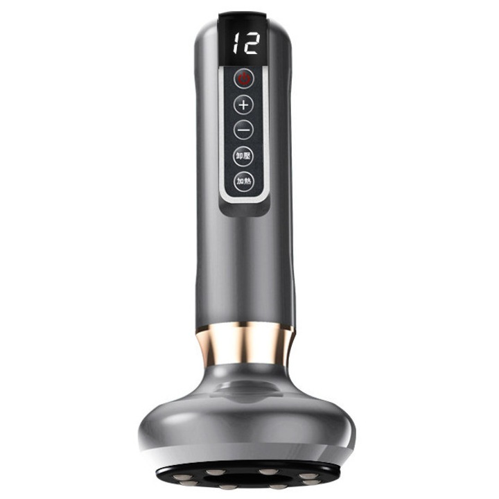 Aparat de masaj Gua Sha, 12 moduri, functie de incalzire, gri, 200x90x90mm