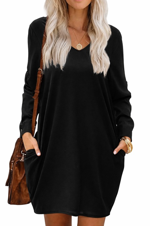 Rochie casual tesatura moale, respirabila si confortabila, verde, Negru