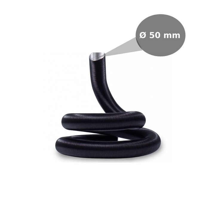 Conductă aer cald PAA-Auto, diametru 50mm, lungime 1m, rezistentă la căldură, material aluminiu și PP