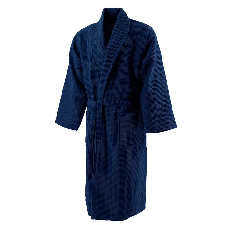 Halat baie, The One, Waffle Collection, bleumarin, 100% bumbac, L/XL