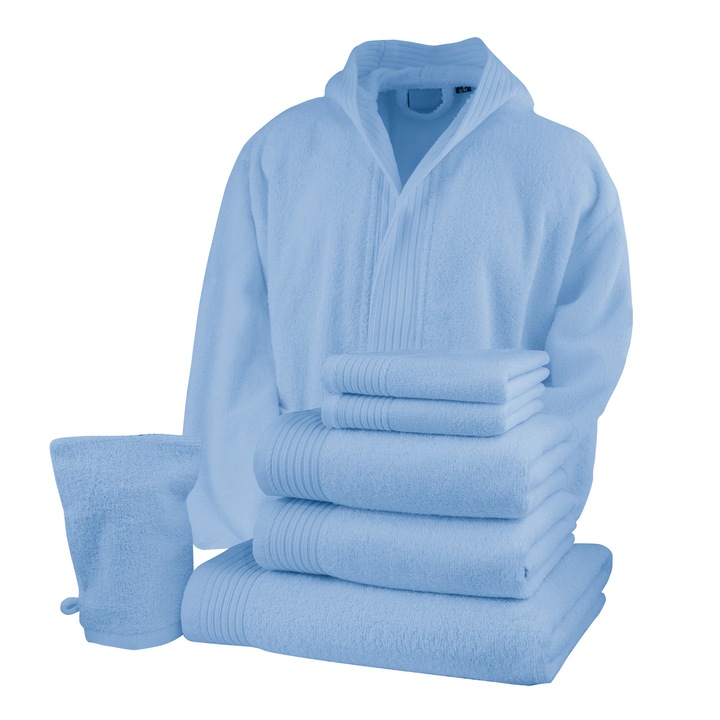 Set baie 2XL/3XL, The One, Classic Collection, 1 halat, 6 prosoape, bleu