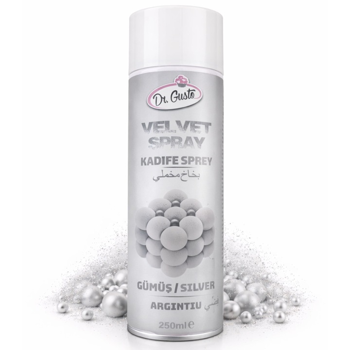 Spray Colorant Velvet – Efect Catifea - Argintiu - 250 Mililitri - Dr. Gusto
