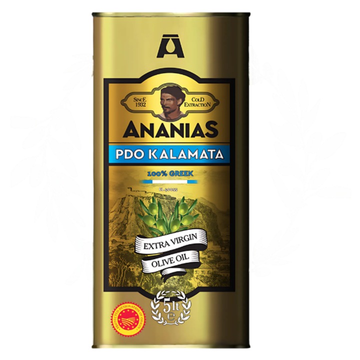Ulei de măsline Extra Virgin Ananias 5L PDO Kalamata, presat la rece, ambalaj metalic