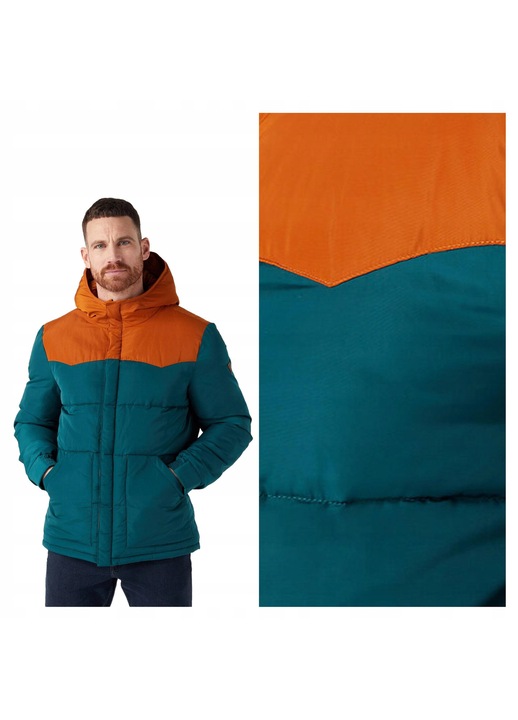Férfi dzseki, Wrangler, Puffer dzseki, Normál szabású, Klasszikus design, Hosszú ujjú, 2 zseb, Cipzáros, Pamut, Zöld, Zöld