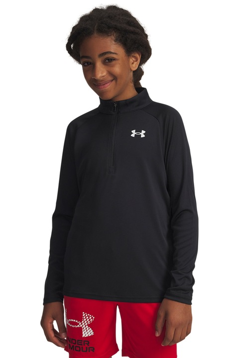 Under Armour, Bluza cu fenta cu fermoar Tech 2.0, Alb/Gri antracit