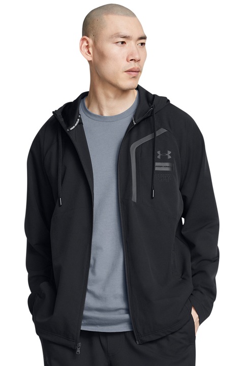 Under Armour, Jacheta cu gliuga pentru antrenament, Negru/Gri inchis