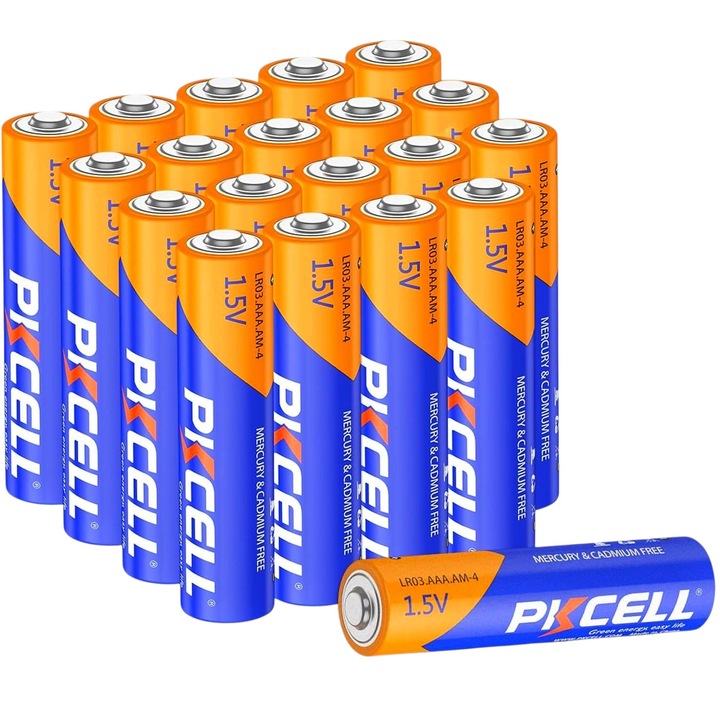 Set 20 bucati Baterii Ultra Alkaline, AAA, LR03, 1.5V, Pkcell
