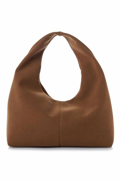 Lucky Bees szintetikus velur hobo taska, Karamellbarna, 18 x 40 x 13 CM