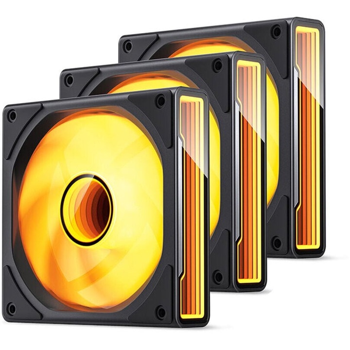 Ventilator PC Jonsbo ZK-120B RGB PWM, set de 3, 120mm, negru