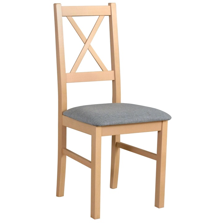 Scaun de dining Selsey Trunos, cu sezut tapitat, gri, 94x43x40cm, capacitate 120kg