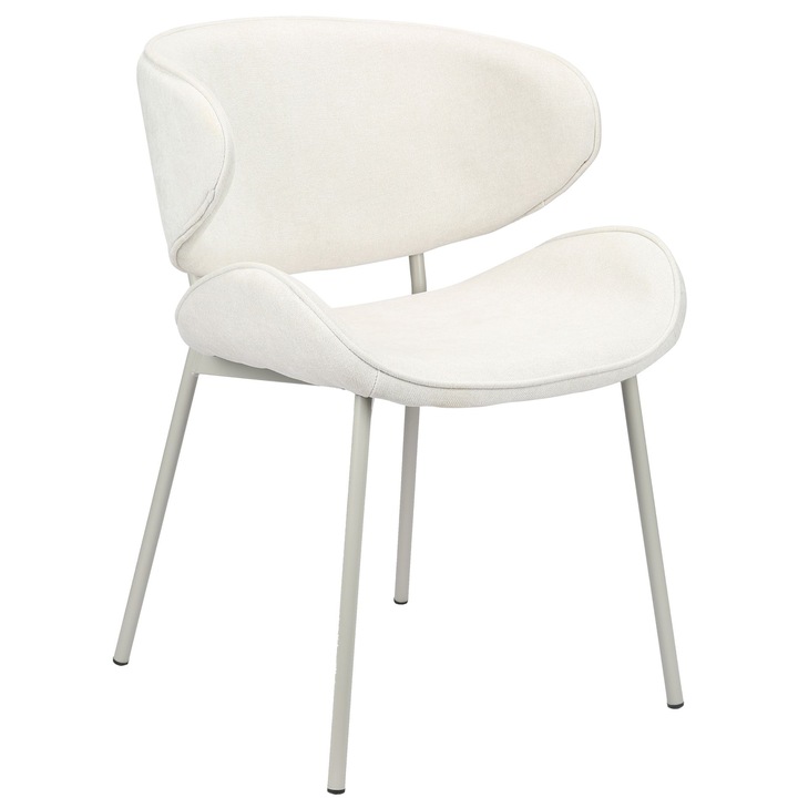 Scaun tapitat Selsey Pretically, design modern, culoare crem, dimensiuni 80x53x59cm