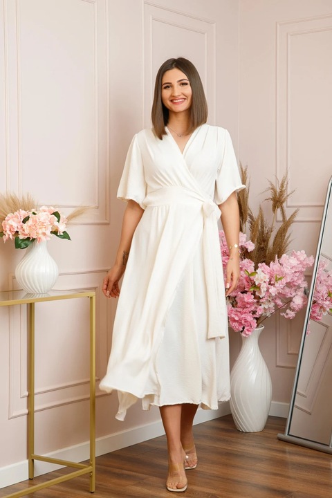 Рокля Lara с къси ръкави, Cлонова кост