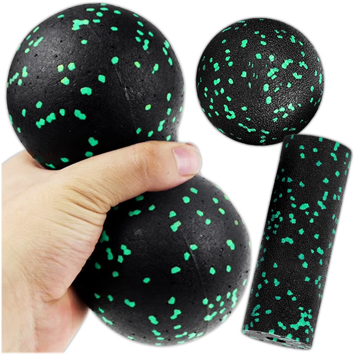 KRUMAD Масажен комплект 3 в 1 – ролер, дуобол и масажна топка EPP – за мускули, гръб, кръст и крака – подходящ за йога, пилатес и възстановяване