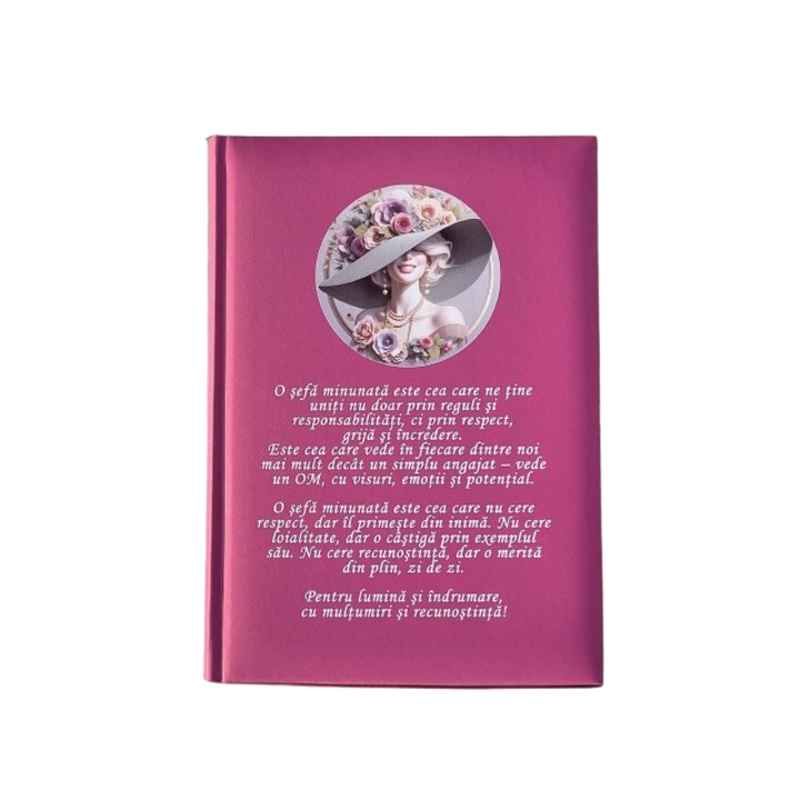 Agenda cadou pentru sefa, nedatata, 194 pagini, culoare fucsia