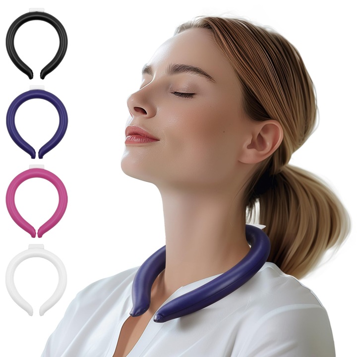 Охлаждащи пръстени за врат, комплект от 2 броя, тъмносин и розов, преносим студен гел