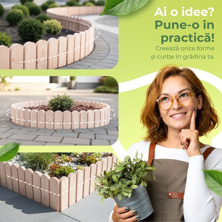 Be4nature Bordura flexibila din lemn 20 x 200 cm Bej Neimpregnata bordura rulou pentru straturi si marginea gazonului