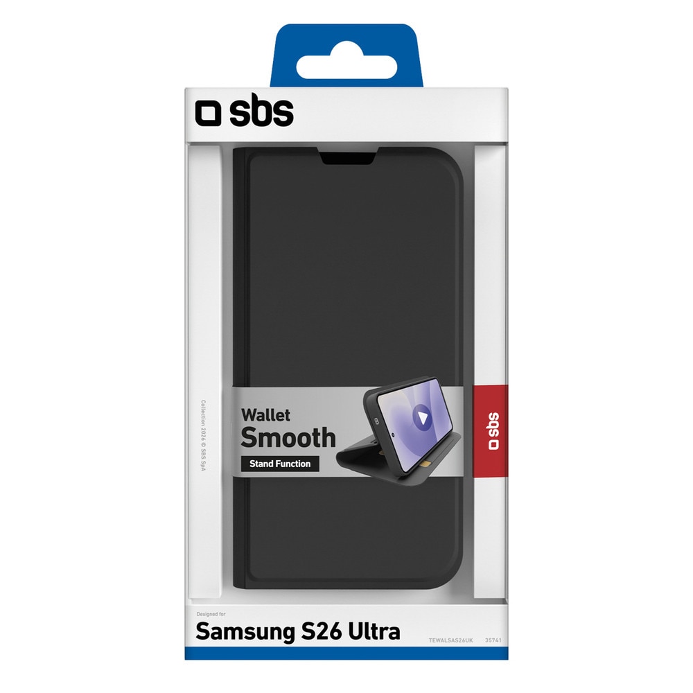 Carcasa flip cover SBS Wallet Smooth compatibila cu Samsung Galaxy S26 Ultra, Negru