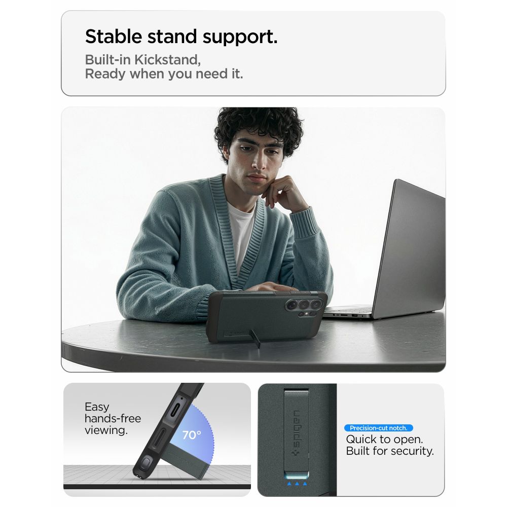 Carcasa Spigen Tough Armor MagSafe, hibrid PC+TPU, verde abisal, pentru Samsung Galaxy S26 Ultra