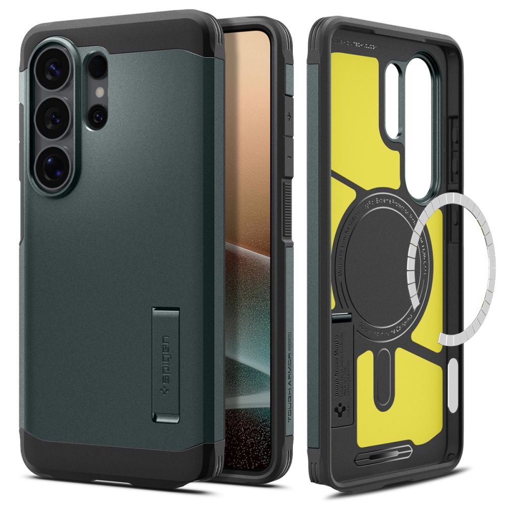 Carcasa Spigen Tough Armor MagSafe, hibrid PC+TPU, verde abisal, pentru Samsung Galaxy S26 Ultra