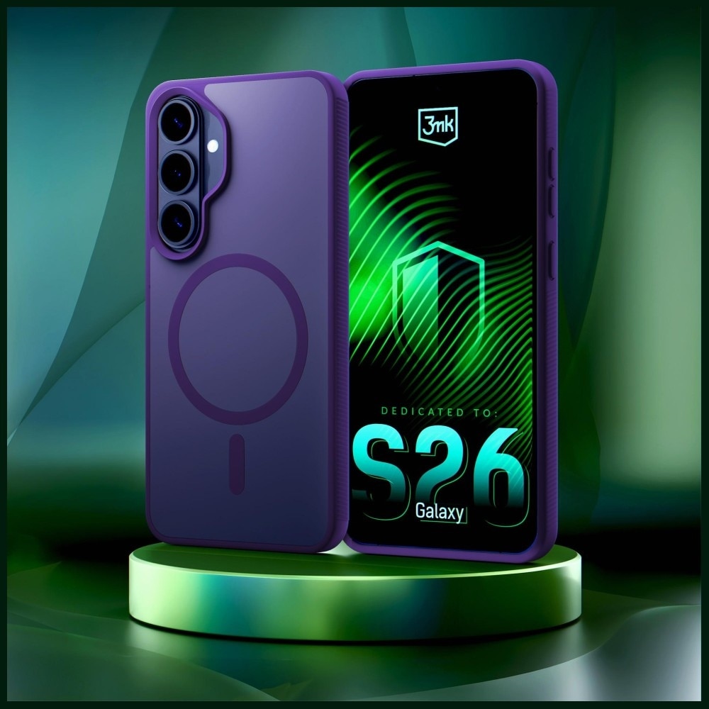 Carcasa 3MK Smoke MagCase, Violet fumuriu, TPU + Policarbonat, cu suport, compatibilă cu Samsung Galaxy S26