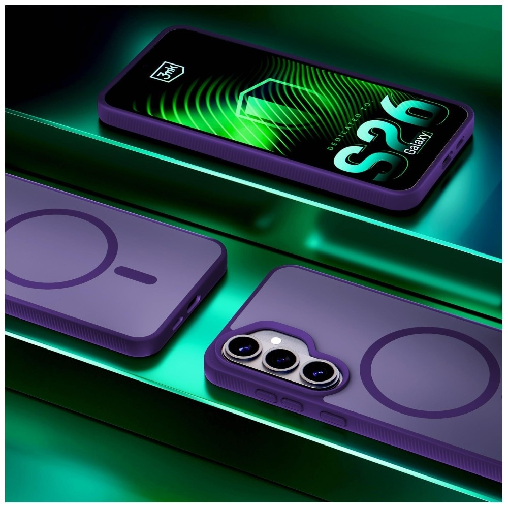 Carcasa 3MK Smoke MagCase, Violet fumuriu, TPU + Policarbonat, cu suport, compatibilă cu Samsung Galaxy S26