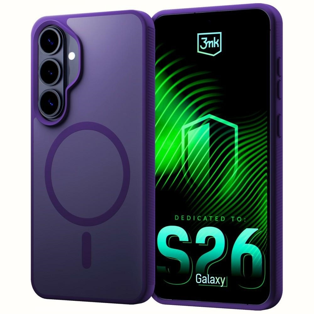 Carcasa 3MK Smoke MagCase, Violet fumuriu, TPU + Policarbonat, cu suport, compatibilă cu Samsung Galaxy S26