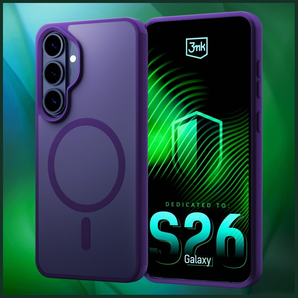 Carcasa 3MK Smoke MagCase, Violet fumuriu, TPU + Policarbonat, cu suport, compatibilă cu Samsung Galaxy S26