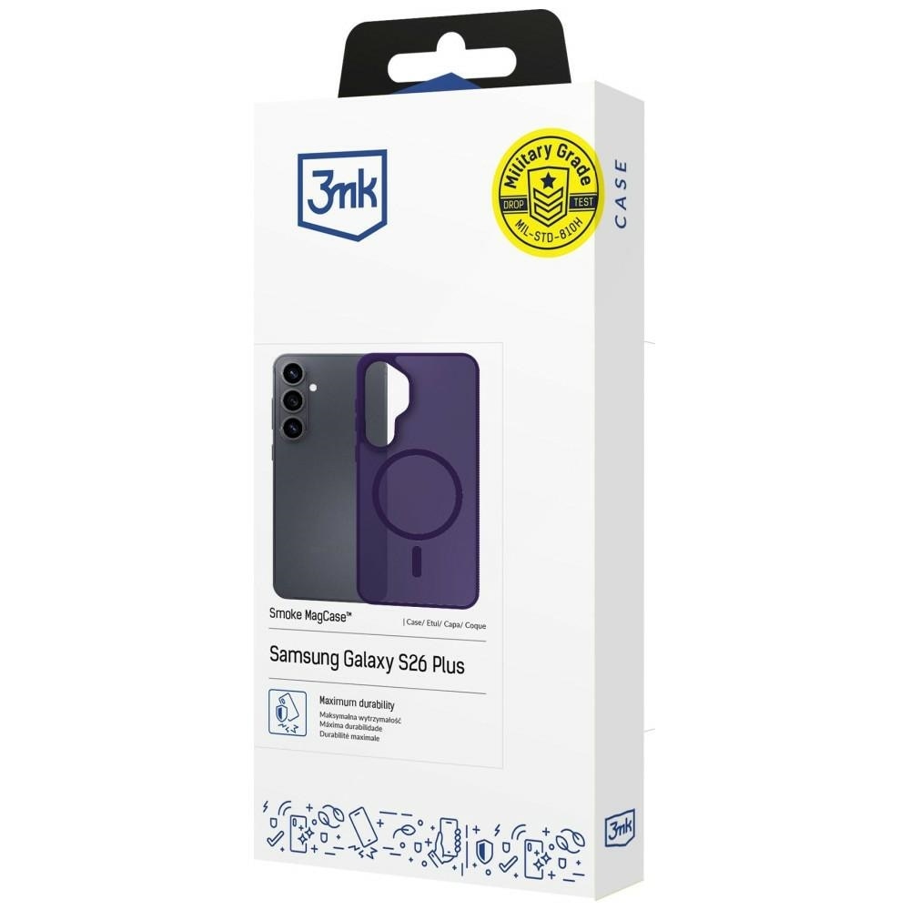 Carcasa 3MK Smoke MagCase, Violet fumuriu, TPU + Policarbonat, cu suport, compatibilă cu Samsung Galaxy S26