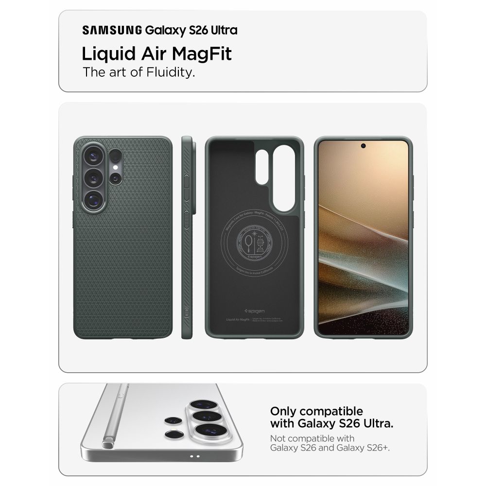 Carcasa Spigen Liquid Air Mag cu MagSafe compatibila cu Samsung Galaxy S26 Ultra, Abyss Green