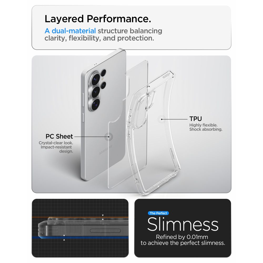 Carcasa Spigen Ultra Hybrid, transparent, TPU si policarbonat, pentru Samsung Galaxy S26 Ultra