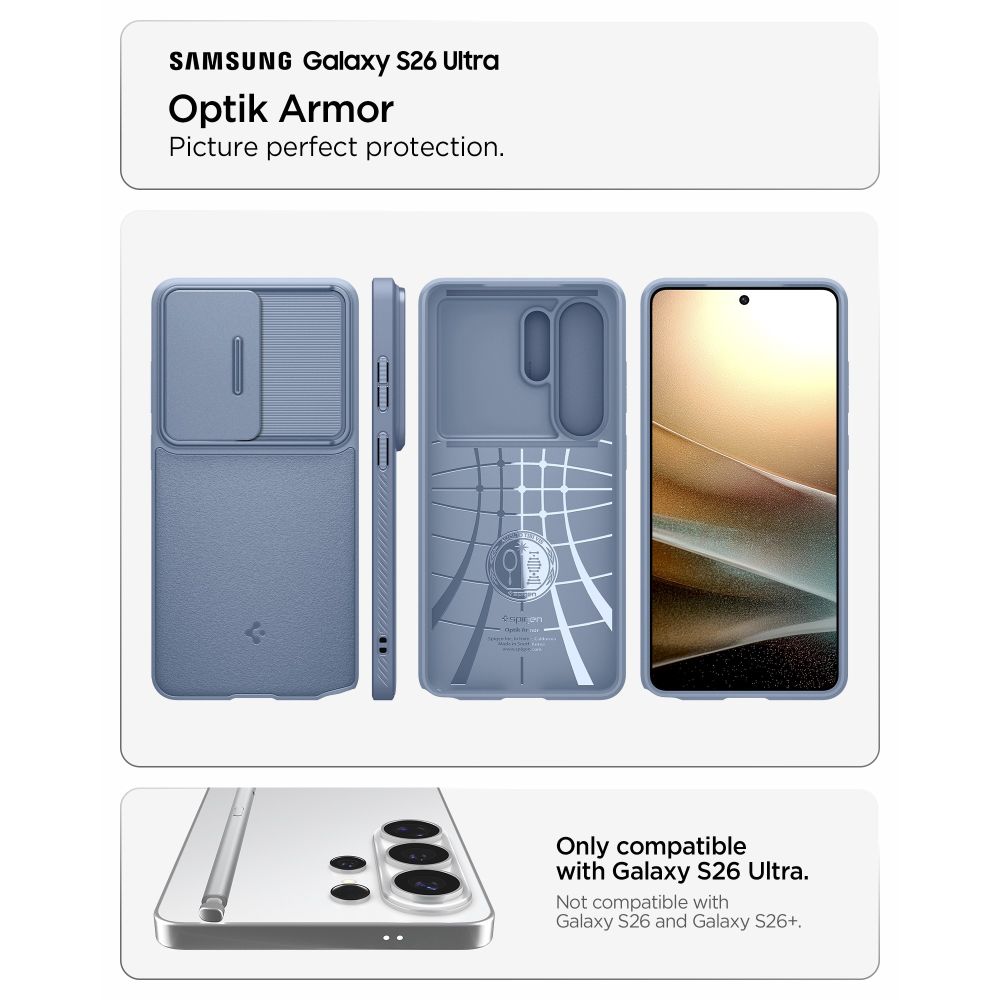 Carcasa Spigen Optik Armor, hibrida, albastru deschis, pentru Samsung Galaxy S26 Ultra