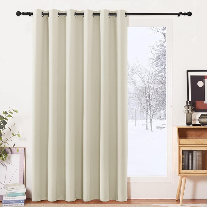 Perdea PONY DANCE, 140 x 240 cm, opaca, termoizolanta, cu inele, culoare bej deschis