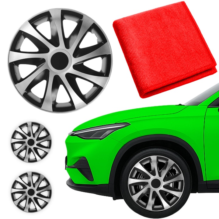 Capace roti set 4x NRM 13" argintii/negru, material ABS, montaj simplu