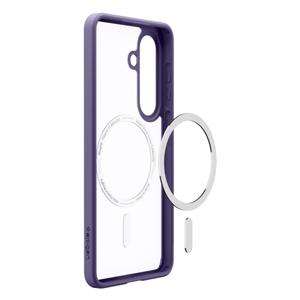 Carcasa Spigen Ultra Hybrid Mag MagSafe pentru Samsung Galaxy S26, Transparent / Mov, hibrid TPU + policarbonat, profil subtire