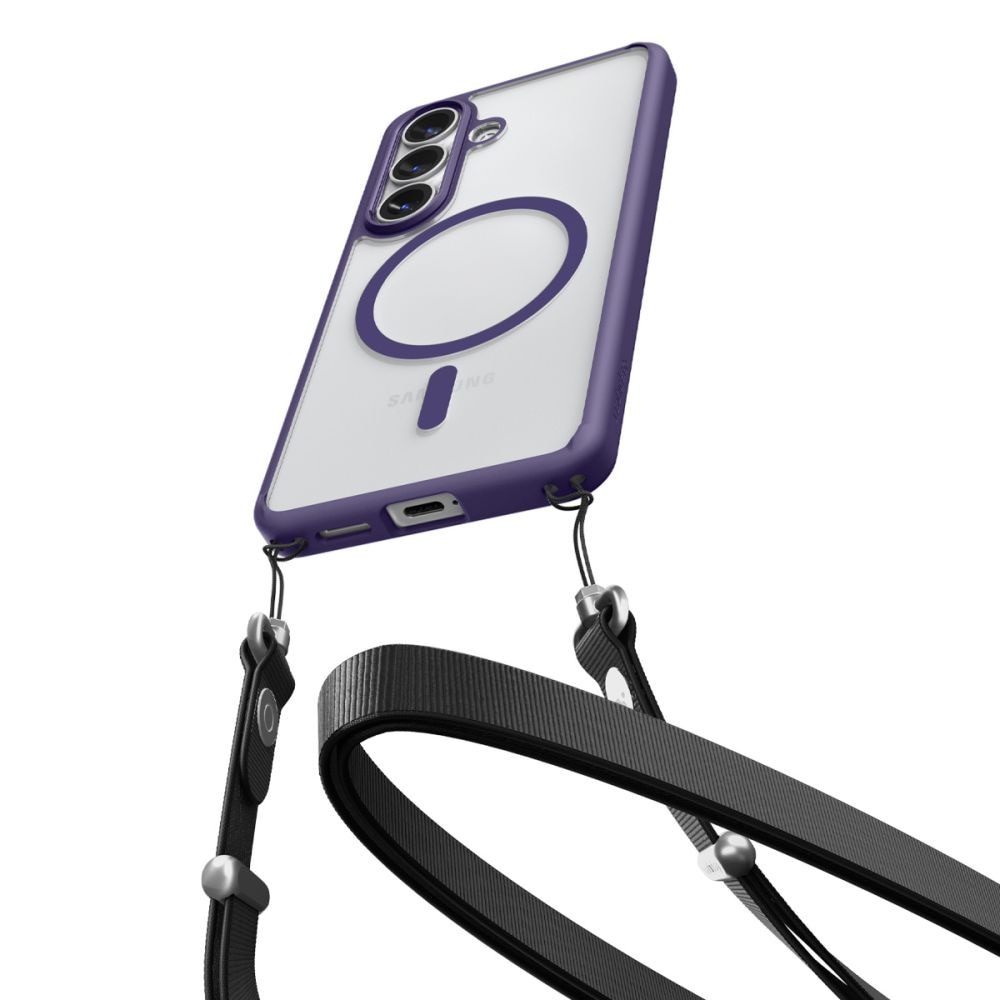 Carcasa Spigen Ultra Hybrid Mag MagSafe pentru Samsung Galaxy S26, Transparent / Mov, hibrid TPU + policarbonat, profil subtire