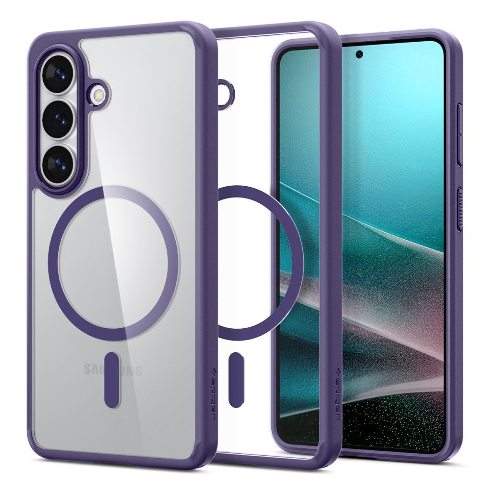 Carcasa Spigen Ultra Hybrid Mag MagSafe pentru Samsung Galaxy S26, Transparent / Mov, hibrid TPU + policarbonat, profil subtire