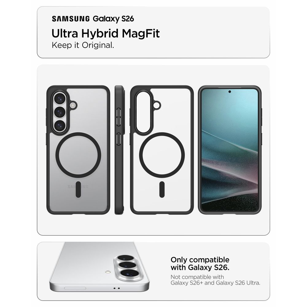 Carcasa Spigen Ultra Hybrid MagSafe, Transparent/Negru, Samsung Galaxy S26