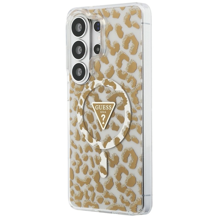 Калъф Guess IML Leopard Print Triangle, съвместим с MagSafe, мока, за Samsung Galaxy S26 Ultra