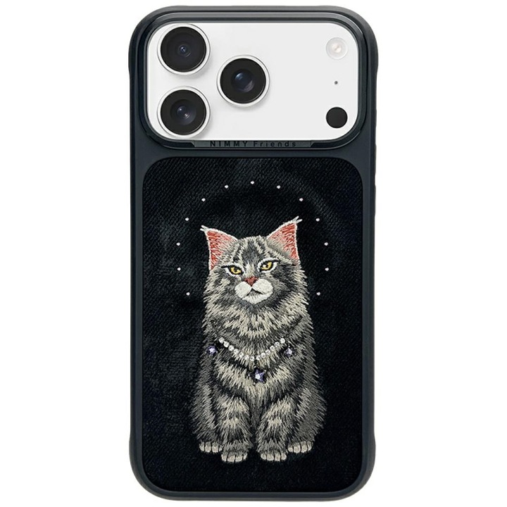 Husă de telefon NIMMY Lucky Fashion Cat MagSafe, neagră, pentru iPhone 17 Pro Max, hardcase, material TPU x PC