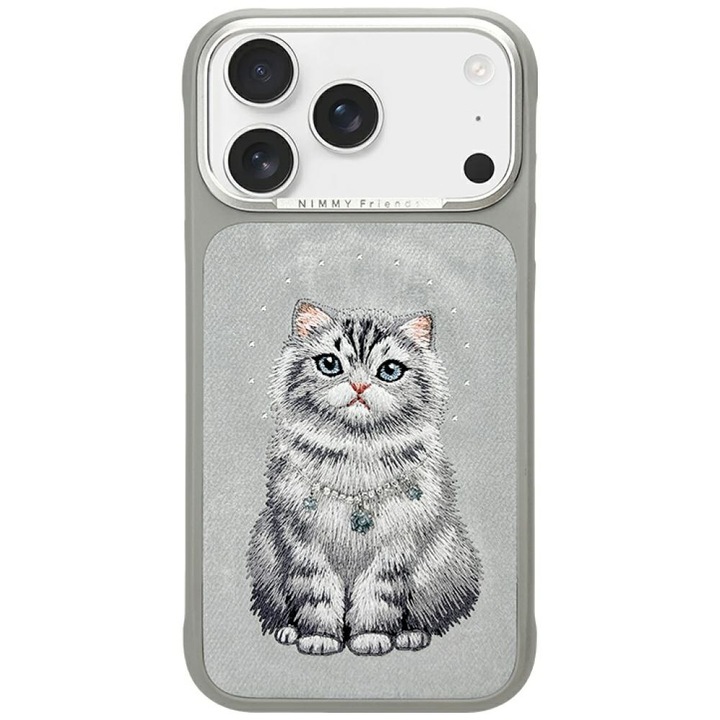 Husă pentru telefon, NIMMY, Lucky Fashion Cat, Gri, compatibilă cu MagSafe, iPhone 17 Pro