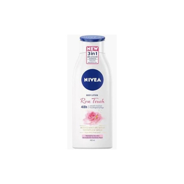 Nivea Rose Touch Testápoló Tej 400ml, intenzív hidratálás, argánolaj, normál és száraz bőrre