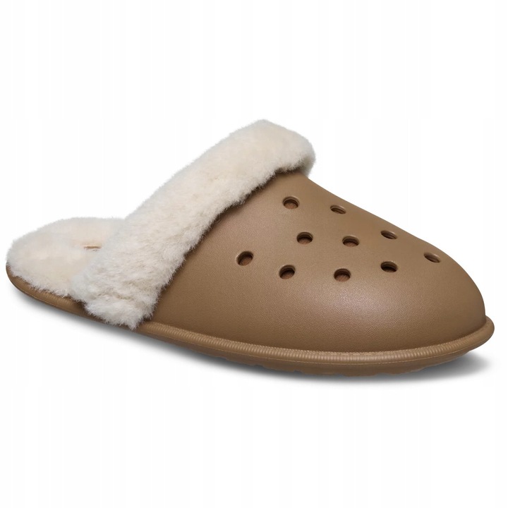 Crocs, barbati, papuci de casa, Classic Fuzz Scuff Slipper 212143, sepia, Maro