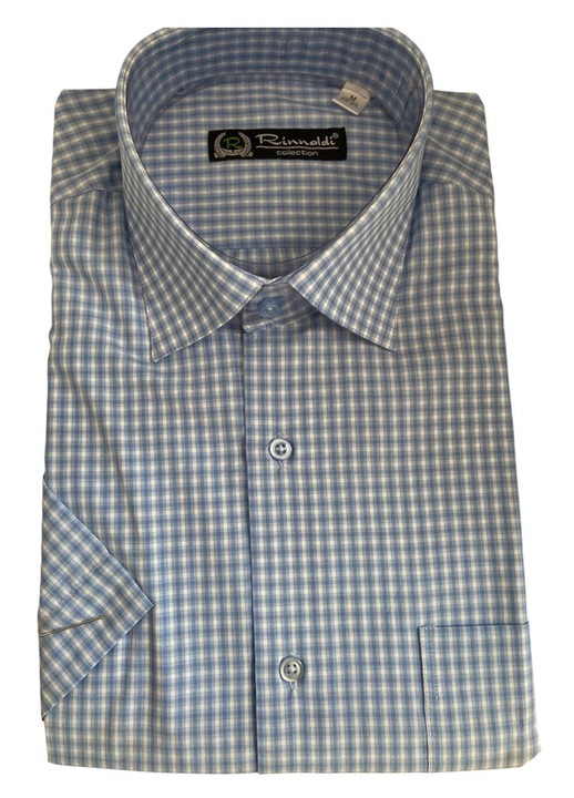 Camasa barbateasca cu maneca scurta, culoare alba cu dungi albastre, marime 39-40, material bumbac-poliester