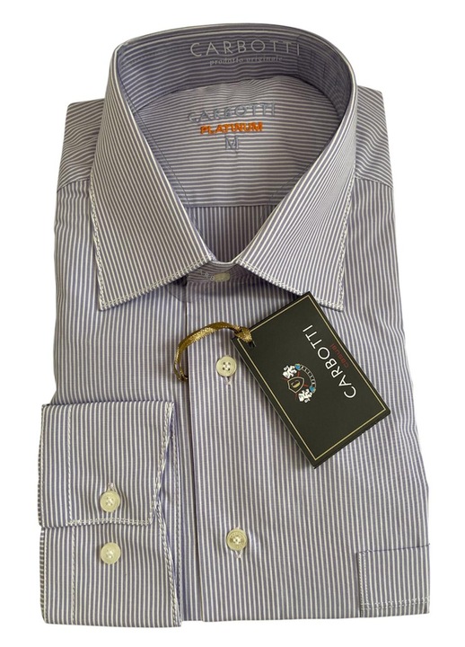 Férfi hosszú ujjú ing, lila alapon fehér csíkos, M-es méret, pamut-poliészter anyag