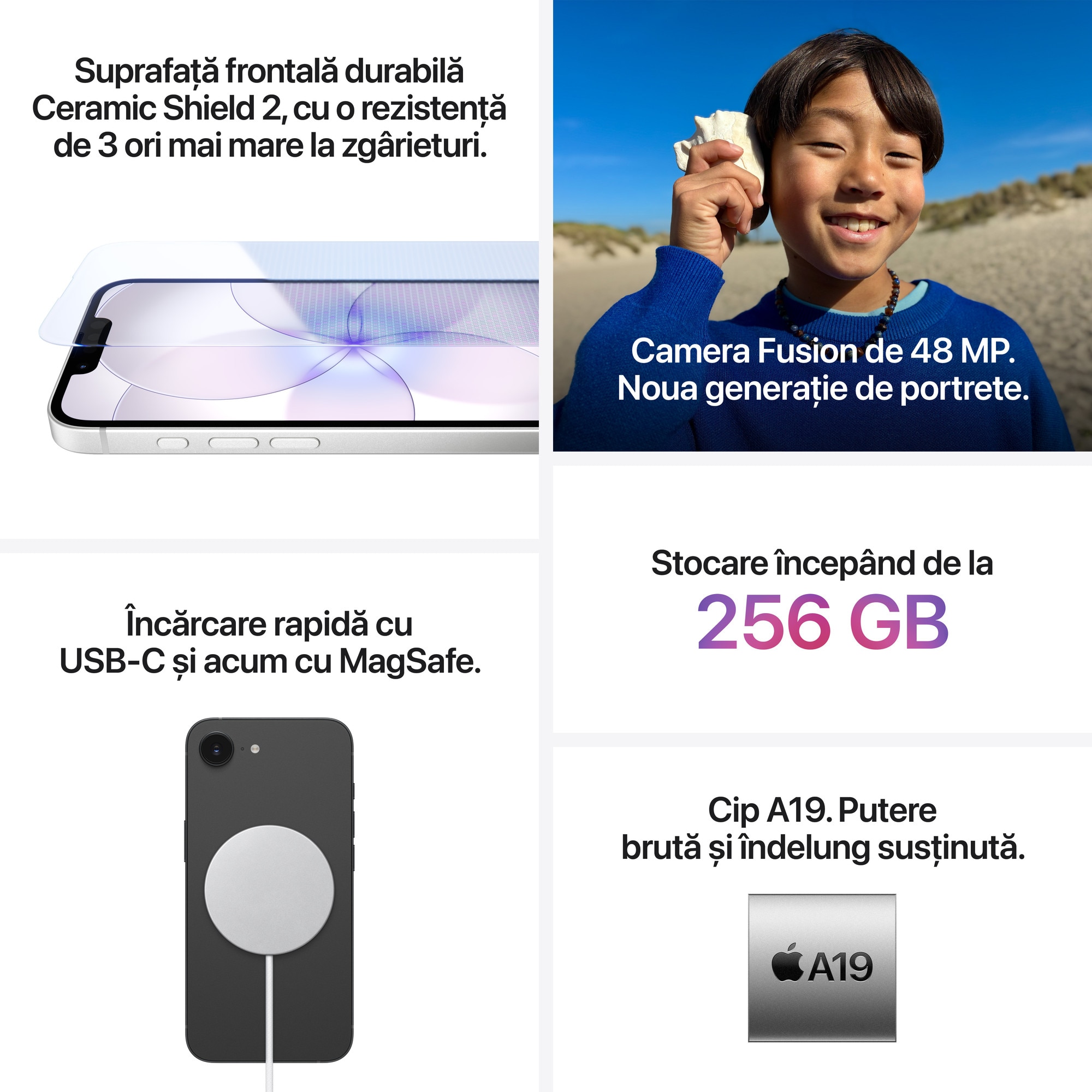 Telefon mobil Apple iPhone 17e, 256 GB, 5G, Black - eMAG.ro