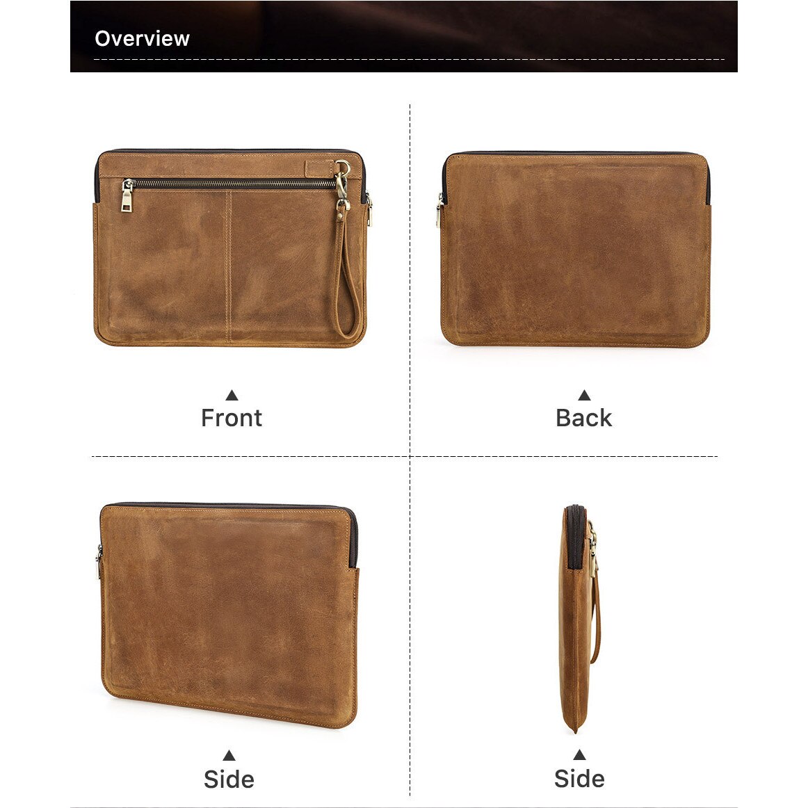 Geanta pentru laptop, Aiorber, 14 inch, piele, curea detasabila pentru umar, 2 compartimente, maro
