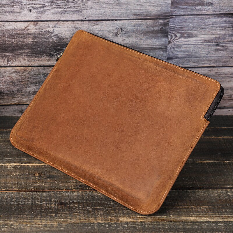 Geanta pentru laptop, Aiorber, 14 inch, piele, curea detasabila pentru umar, 2 compartimente, maro