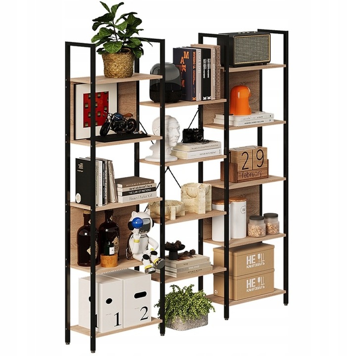 Raft industrial, Muvu, 166x152x24cm, maro deschis/negru, set 1 unitate